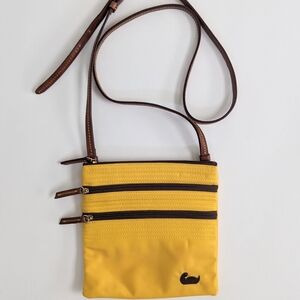 Dooney & Bourke North South Triple Zip Crossbody Nylon Lemon Yellow Purse